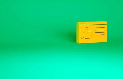 Orange Browser window icon isolated on green background. Minimalism concept.  Stock Illustration