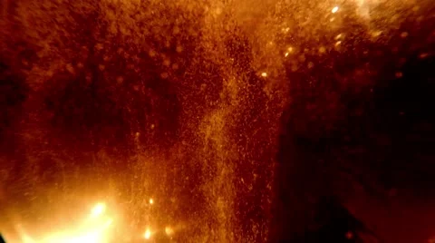 Orange Bubbles Streams Slowly Rise up on Background Impenetrable Blackness Stock Footage 61312123