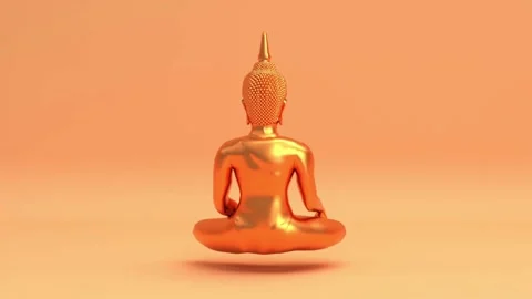 Orange buddha statue isolated on orange background. 4K Footage Stock Footage 245593632