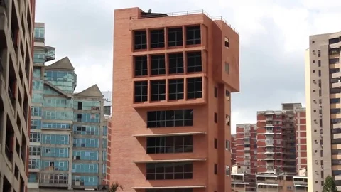 Orange building in the city Stock Footage 83553424