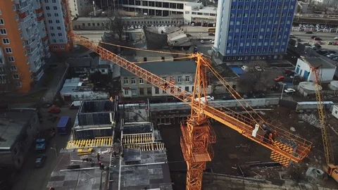Orange building crane 스톡 동영상 112016116