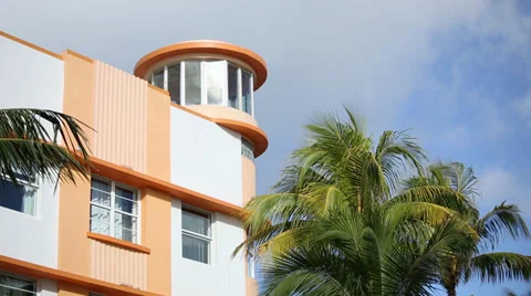 An orange building in Miami. Stock Footage 31112909