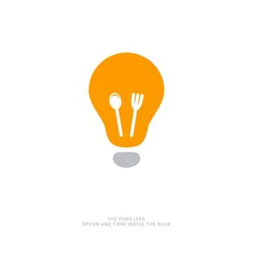 Orange Bulb with spoon and fork Stock Illustration