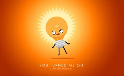 An orange bulb turned on. Valentine's vector illustration Stock Illustration