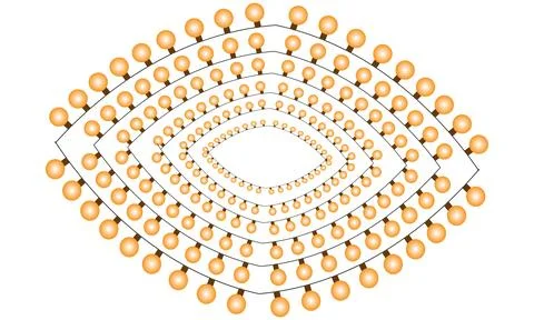 Orange bulbs on brown stems in concentric oval pattern Stock Illustration