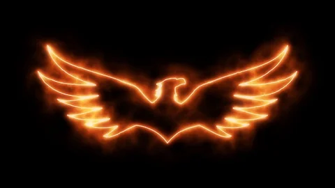 Orange Burning Eagle Animated Logo Loopable Graphic Element Stock Footage 102386488