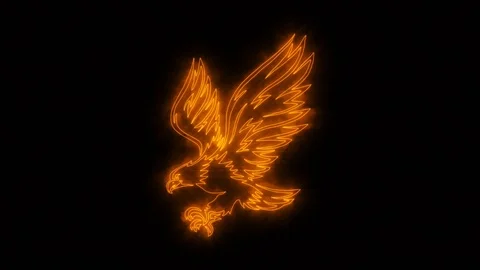 Orange Burning Eagle Animated Logo with Reveal Effect Stock Footage 103606074