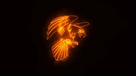 Orange Burning Eagle Logo Element with Reveal Effect Stock Footage 102798927