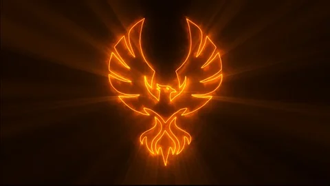 Orange Burning Phoenix Animated Logo Element with Reveal Effect Stock Footage 102957441