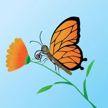 Orange butterfly Illustrazione stock