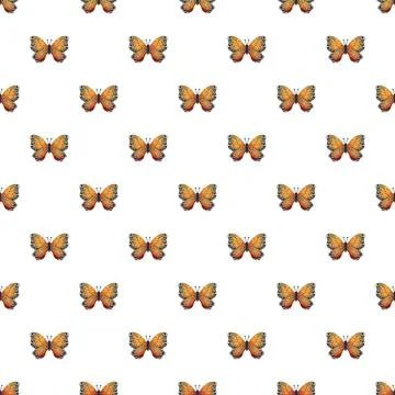 Orange butterfly insects creating a repeating seamless pattern Stock Illustration