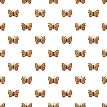 Orange butterfly pattern creating seamless repeating wallpaper Stock Illustration