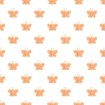 Orange butterfly seamless pattern for fabric decoration Illustrazione stock