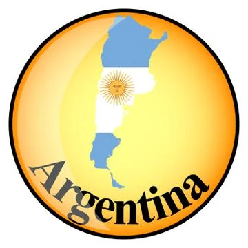 Orange button with the image maps of Argentina Stock Illustration