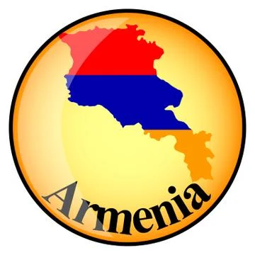 Orange button with the image maps of Armenia Stock Illustration