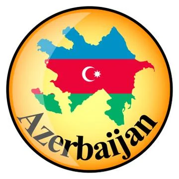 Orange button with the image maps of Azerbaijan Stock Illustration