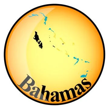 Orange button with the image maps of Bahamas Stock Illustration