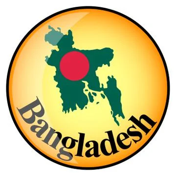 Orange button with the image maps of Bangladesh Stock Illustration