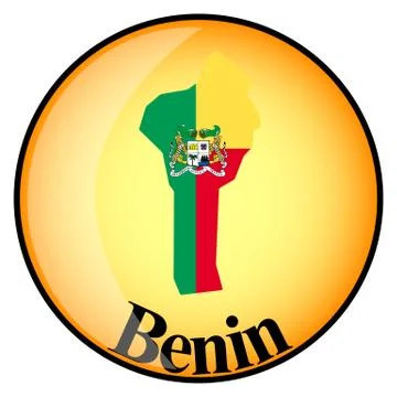 Orange button with the image maps of Benin Stock Illustration