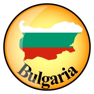 Orange button with the image maps of button Bulgaria Stock Illustration