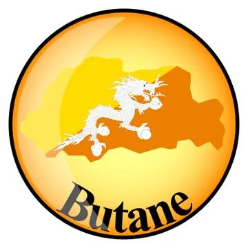 Orange button with the image maps of button Butane Stock Illustration