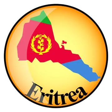 Orange button with the image maps of button Eritrea Stock Illustration