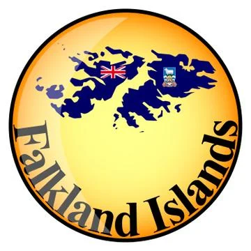 Orange button with the image maps of button Falkland Islands Stock Illustration