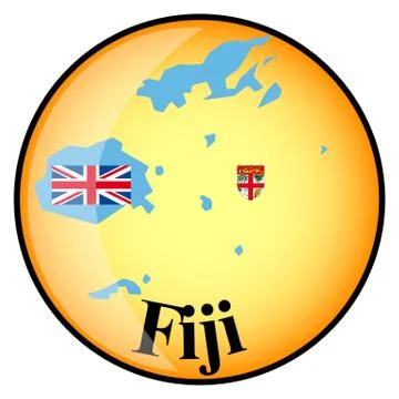 Orange button with the image maps of button Fiji Stock Illustration