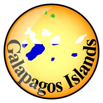 Orange button with the image maps of button Galapagos Islands Stock Illustration