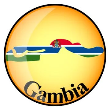 Orange button with the image maps of button Gambia Stock Illustration