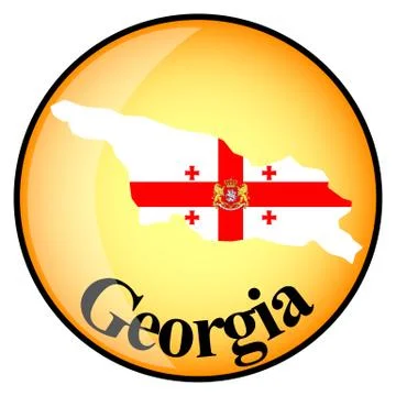 Orange button with the image maps of button Georgia Stock Illustration