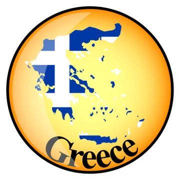 Orange button with the image maps of button Greece Stock Illustration