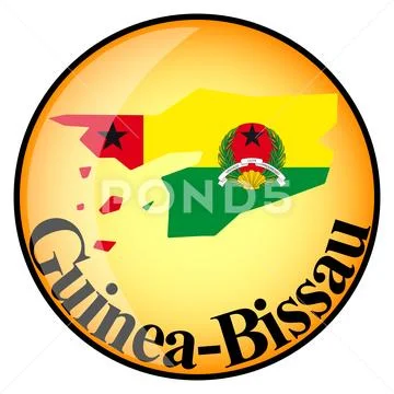 Orange button with the image maps of button Guinea-Bissau イラスト素材