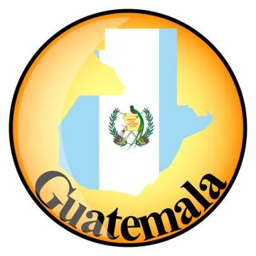 Orange button with the image maps of button Guatemala Stock Illustration