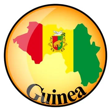 Orange button with the image maps of button Guinea Stock Illustration