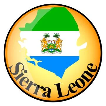 Orange button with the image maps of button Sierra Leone Stock Illustration