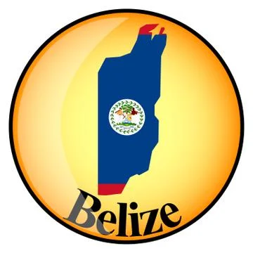 Orange button with the image maps of button Belize Stock Illustration