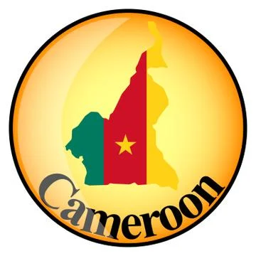 Orange button with the image maps of Cameroon Stock Illustration