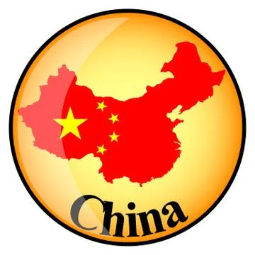 Orange button with the image maps of China Stock Illustration