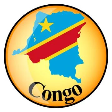 Orange button with the image maps of Congo Stock Illustration