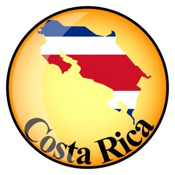 Orange button with the image maps of Costa Rica Stock Illustration