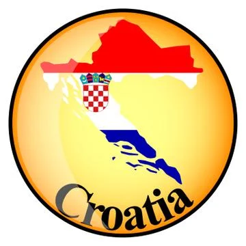 Orange button with the image maps of Croatia Stock Illustration