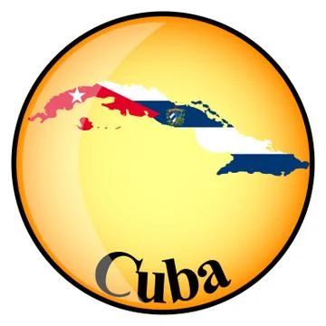 Orange button with the image maps of Cuba Stock Illustration