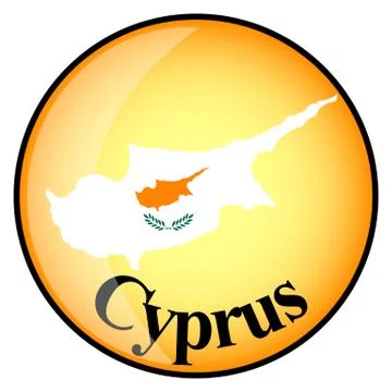 Orange button with the image maps of Cyprus Stock Illustration
