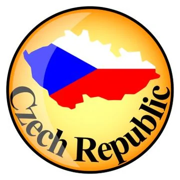 Orange button with the image maps of Czech Republic Stock Illustration