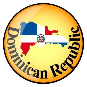 Orange button with the image maps of Dominican Republic Stock Illustration