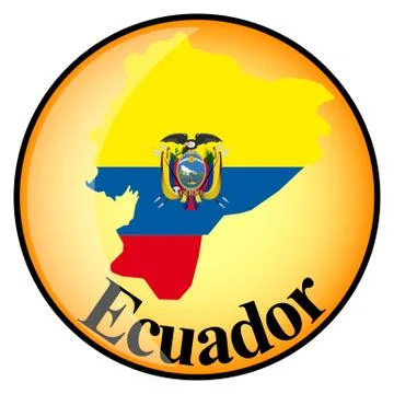 Orange button with the image maps of Ecuador Stock Illustration