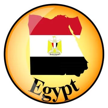 Orange button with the image maps of Egypt Stock Illustration