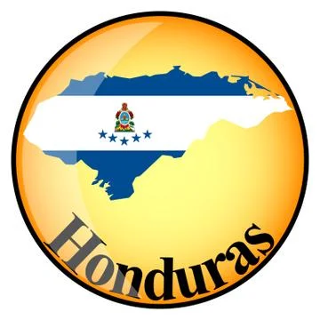 Orange button with the image maps of Honduras Stock Illustration