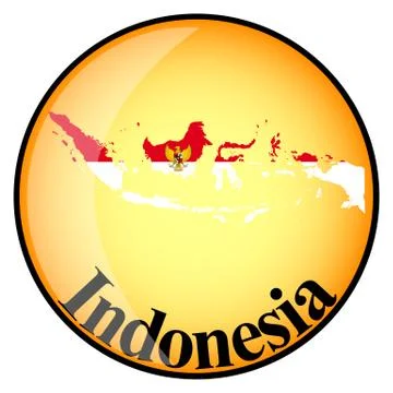Orange button with the image maps of Indonesia Stock Illustration
